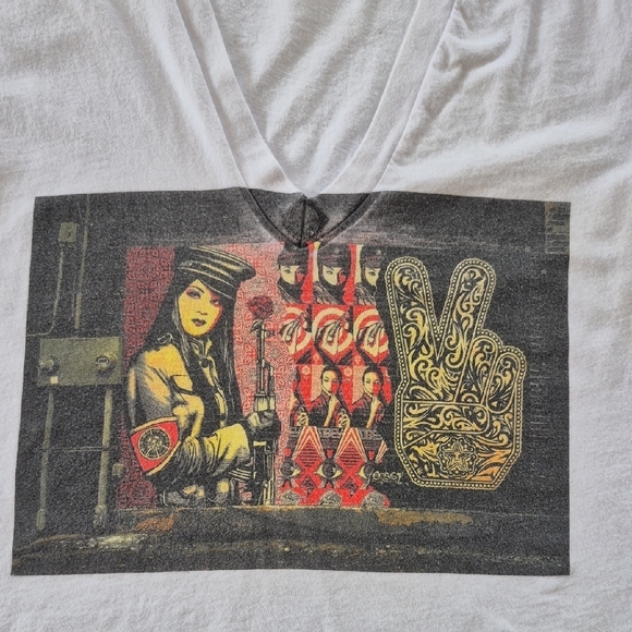 PEACE GUARD 2 WHITE CROP TOP TEE - Picture 3 of 5